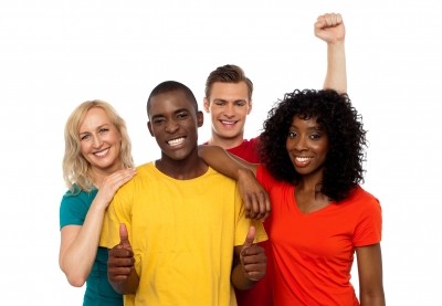 Smiling Friends Showing Thumbs Up