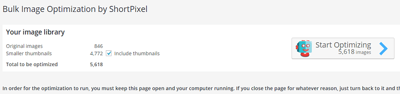 Bulk image optimization by ShortPixel