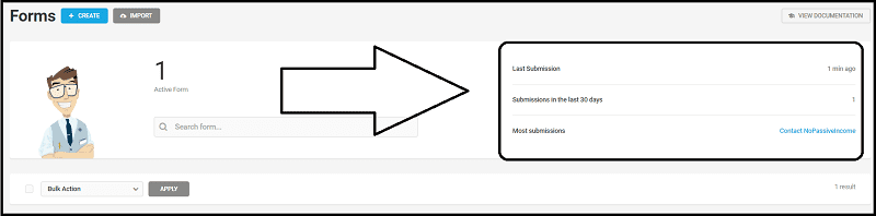 Checking the number of form submissions with the Forminator WordPress plugin