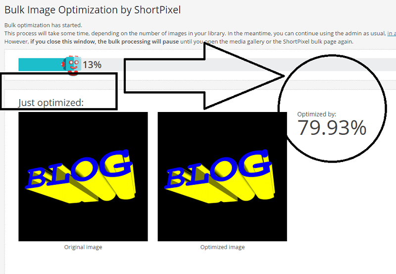 example of image optimization via ShortPixel