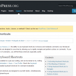 Keyboard shortcuts at Wordpress_org - screenshot of Wordpress.org