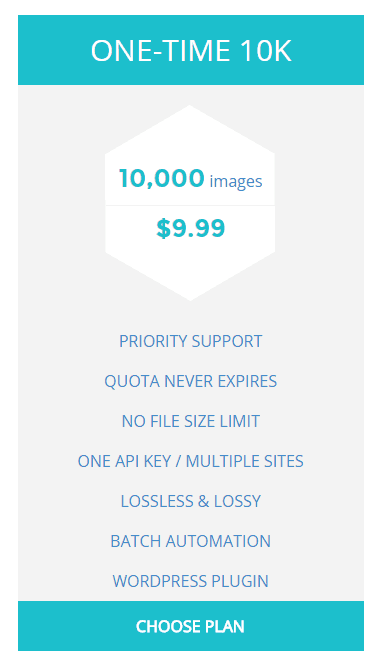 one-time 10k image compression purchase at ShortPixel