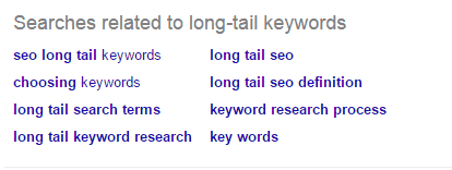 searches related to keywords - feature of Google